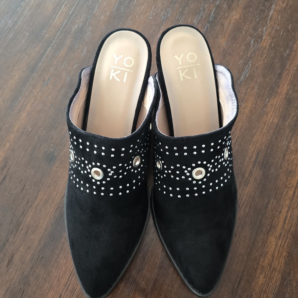 Yoki Black Studded Women's Mules